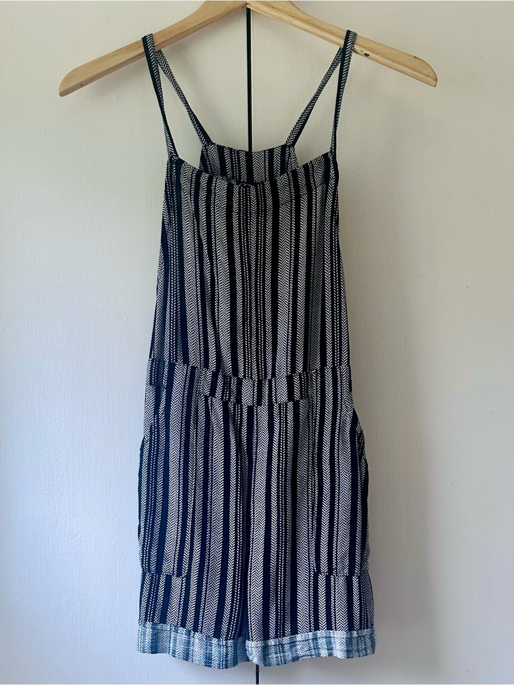 Art Class Striped Black and White Spaghetti Strap Shortalls